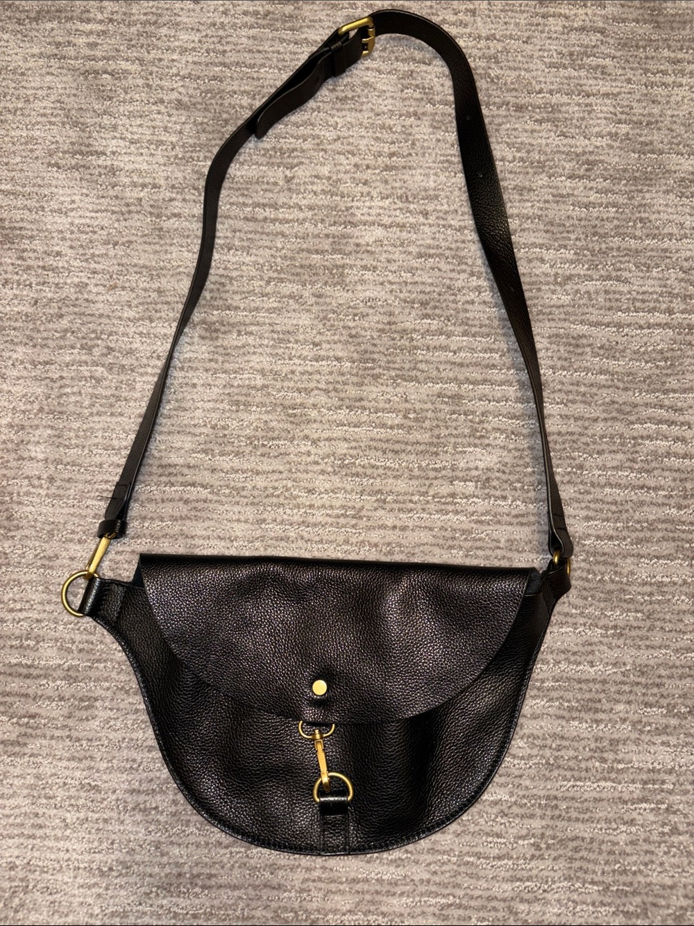 Banana Republic Black Pebble Leather Crossbody Bag with Gold Hardware
